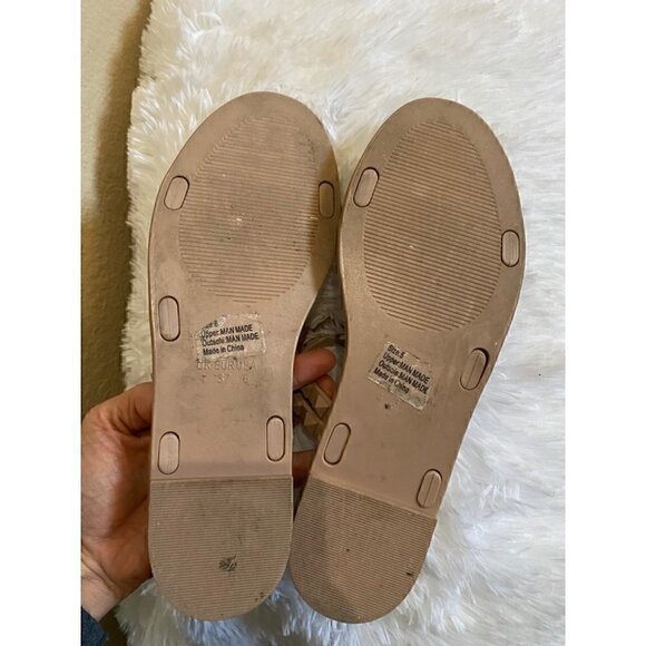 Olivia Miller Tulum Jelly Studded Sandals Sz 6 Nude Strappy Slip On Flat - Picture 8 of 8